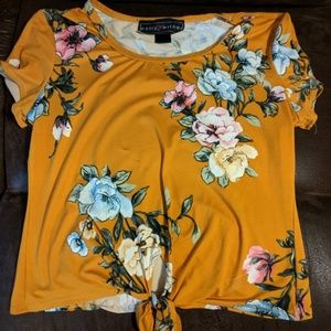 Yellow floral crop top